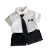 Roupas de Verão Infantis Lindo Novo Estilo, Fatos de Verão para Meninos Estilo Britânico, Camisas, Fatos para Bebês de Manga Curta Atacado