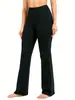 Pantalones de Fitness y Yoga de Cintura Alta Micro Flare Elásticos para Mujer Bolsillos Laterales Adelgazantes Uso Diario Pantalones de Campana cdl