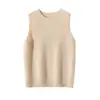 Estilo Nuevo Otoño e Invierno de Primera Línea Listo para Usar Chaleco 100% Cachemira Pura para Mujer Cuello Redondo Sin Mangas Color Sólido Chaleco Tejido Sin Costuras