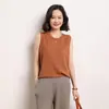 2026 Nuevo Chaleco sin Mangas para Mujer de Cuello Redondo 100% Lana de Color Sólido con Diseño Trenzado, Suelto Casual Tejido de Hilo Yangzi Finamente Hilado