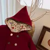 Sombrero de Lana Rojo Puntiagudo Navideño y de Año Nuevo para Niños Elfos Hada Chaqueta de Lana Otoño e Invierno Estilo Princesa China Nueva