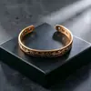Pulsera Magnética de Cobre Rojo Vintage con Flor, Cobre Puro, 9 mm de Ancho, Pulsera Abierta Unisex Chapada en Cobre con Acabado de Alta Gama