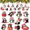 Enfeites de Natal Novos de Pinguim de Madeira para Pendurar com Corda Pinguim Pendurado Enfeites Visuais Pendurados Festa de Feriado de Natal Vintage