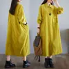 Nuevo Vestido de Pana Retro Artístico Holgado Otoño/Invierno 2026 Cuello Solapa Manga Larga Por Encima de la Rodilla Vestido Camisa Falda Larga