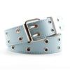 Cinturón de PU de doble hilera con ojales de aire para mujer, estilo punk, estilo coreano, cadena de moda, cinturón ancho decorativo para mujer
