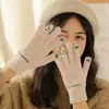 Guantes de Invierno para Mujer Cálidos a Prueba de Frío Otoño e Invierno Estudiante Lindos Pantalla Táctil Forrados de Felpa Tejidos de Lana de Cinco Dedos Modernos Algodón