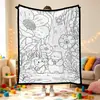 Manta Criativa para Colorir DIY Grafite Desenho em Linha Preto e Branco Manta Pintada à Mão Lazer Doméstico Manta Multifuncional para Soneca Venda por Atacado