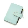 Billetera Corta Pequeña Fresca Estilo Coreano para Mujer con Hebilla Piel PU Color Sólido Linda Cartera Pequeña Porta Tarjetas Bolso de Mano