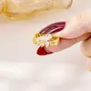 Nuevo Estilo Anillo Abierto de Oro Arena Vietnamita Incrustado con Circonio Hueco Forma de Gota de Agua Joyería Duradera Transfronteriza para Mujer