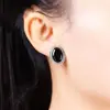 Elegantes pendientes de cristal negro tailandeses, pendientes con clip para la oreja, pendientes de personalidad exagerada para damas, joyería vintage.