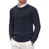 2026 Novo Suéter de Malha Gola Redonda Masculino Outono e Inverno Comércio Exterior Transfronteiriço Slim Fit Manga Longa Padrão Torcido Cor Sólida Suéter Simples