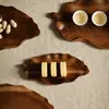 Bandeja de Madera de Acacia Marina Lichi para Uso Doméstico, Bandeja de Té de Madera Estilo Chino, Bandeja para Frutas y Pasteles de Restaurante, Bandeja de Hoja de Madera Maciza