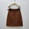 Falda Lápiz Retro de Pana Color Café Estilo Old Money para Mujer, Ropa de Trabajo de Otoño, Color Sólido, Abertura Delantera, Falda Midi Línea A, Exclusivamente para Ventas Transfronterizas