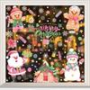 Adesivo de Natal em Aquarela Papai Noel Boneco de Neve Adesivo de Janela Flor Flor Árvore de Natal Alce Adesivo de Janela de Vidro Adesivo Eletrostático