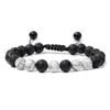 Pulseira Tecida de Contas de Pedra Natural Transfronteiriça Europeia e Americana Masculina Contas Olho de Tigre Pedra Vulcânica para Óleos Essenciais Pulseira Tecida Vintage