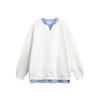 Sudadera de Dos Piezas Falsa a Rayas con Costuras de Color Contrastante Casual Confuciana y Japonesa para Hombre y Mujer, Diseño Oversize Todo Fósforo Chaqueta