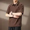 Camisa Polo Bordada Pesada de Algodão de Alta Qualidade com Manga Curta para Homens, Novo Estilo de Verão Marca de Moda Americana Casual Top de Manga Meia