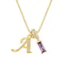 Collar Colgante Cuadrado de Zirconia Chapado en Cobre Dorado de 26 Letras Transfronterizo, Popular en Amazon y Aliexpress en Europa y América