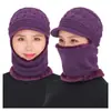 Chapéu Masculino de Inverno com Plus Veludo, Lã Espessa, para Ciclismo ao Ar Livre, Proteção Facial, Proteção de Pescoço, Chapéu de Tricô Quente de Peça Única