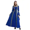 S-5XL, estilo europeo y americano, vestido con capucha de estilo retro medieval de corte, escote cuadrado, mangas acampanadas y falda amplia