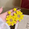 Isla Vacacional ~ Aretes de Girasol Hechos a Mano para Mujer Aretes Distintivos de Flor Grande para la Orilla del Mar Aretes Exagerados Dulces