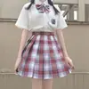 Falda plisada completa uniforme jk de una sola navaja falda de cuadros japonesa traje original auténtico camisa corta Haohai estilo universitario