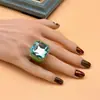 Anillo Cuadrado Octagonal de Resina con Diamantes Más Vendido de Amazon para Mujer Estilo Coreano Estilo Ins Anillo Venta al por Mayor