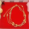 Pulsera de tres hilos de cuentas esmeriladas chapadas en oro latón, joyería de imitación de oro electrochapado, suministro de comercio electrónico, joyería de pulsera para damas