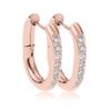 Clip para oreja de círculo personalizado transfronterizo europeo y americano de oro rosa con circonita, clip para oreja de moda de nicho con siete diamantes, arete de acero inoxidable al por mayor
