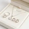 Moda Transfronteriza Europea y Americana Nuevo Diseño Creativo de Gama Alta Pendientes de Perla Imitación Gota de Agua Anillo Conjunto de Joyería