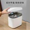 Lata de lixo com tampa giratória de plástico de mesa pequena mini lata de lixo criativa estilo europeu cesta de papel para sala de estar com tampa