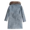 Leche de papaya invierno Nuevo estilo coreano elegante moderno abrigo de lana de largo medio manga larga cuello de piel grande abrigo de lana para mujer