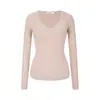 Primavera Verão Outono Inverno Quatro Estações Rosa Gola V Malha Camada Base Outono Inverno Roupa Íntima Suéter Afina Corpo Valoriza Top