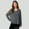 Suéter casual de punto para mujer, cuello en V holgado, para otoño e invierno, mezcla de cachemira, tejido de cinco agujas engrosado, jersey de color liso versátil, capa base