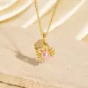 Collar Colgante Serie Océano de Lujo Ligero Colorido para Mujer con Gota de Aceite Incrustaciones de Diamantes Concha Estrella de Mar Cangrejo Joyería Versátil de Nicho