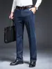 Jeans de Mezclilla Lavada Azul de Alta Elasticidad 2026 para Hombre, Pantalones de Negocios Casuales Gruesos de Cintura Alta y Corte Holgado para Otoño e Invierno
