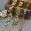 Ribete de Encaje Floral Bordado Colorido Estilo Coreano, Encaje 100% Poliéster, Accesorios para Ropa Infantil, Encaje para Adorno de Prenda