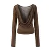 Conjunto de Dos Piezas para Mujer, Estilo Latte Girl con Cuello Halter, Ropa de Yoga, Alta Elasticidad, Secado Rápido, con Almohadillas en el Pecho, Cubierta de Manga Larga, para Fitness y Deportes, Efecto Adelgazante