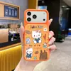 Capa de celular de silicone líquido com estampa fofa de gatinho Kitty coreana e japonesa para Apple 18 Pro Max, capa protetora anti-queda atacado