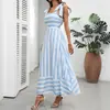 Comercio Exterior Amazon Transfronterizo 2025 Primavera/Verano Vestido de Tirantes a Rayas Patchwork Estilo Fresco Europeo y Americano