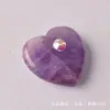 Pedra Bruta de Cristal Natural 2cm Formato de Coração Cravejado com Diamante Zircônia Safira Ametista Pedra Preciosa Acessórios para Joias DIY