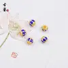 Esmalte Azul Cloisonné Flor de Peral Cuentas Espaciadoras Pequeñas Pulsera DIY Cuentas Espaciadoras de Gota de Aceite Cuentas Redondas Bola de Flor Accesorios de Joyería