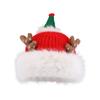 Gorro rojo navideño con astas para mujer, cálido gorro de lana gruesa con bufanda de invierno y protección para los oídos, gorro de punto resistente al frío.