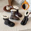 Nuevas Botas Martin Forradas de Felpa Otoño/Invierno 2026 para Niños Botas de Cuero Calientes para Niñas Botines de Tobillo Estilo Británico de Suela Gruesa Zapatos de Algodón
