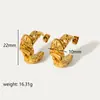 Pendientes Anillo Retro de Acero de Titanio Transfronterizos Europeos y Americanos Traje de Acero Inoxidable Chapado en Oro de 18 Quilates Pendientes con Sentido de Diseño Plisado