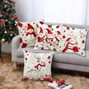 Nuevas Fundas de Almohada Serie Navideña Papá Noel Muñeco de Nieve Tela Cómoda Estampado Funda de Almohada Blanca