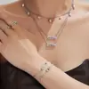 Colar Deslizante Mili Três Diamantes Ins Totalmente Diamantado Geométrico Zircônia Conjunto de Joias de Temperamento Leve de Luxo