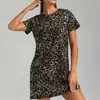 Bata con estampado de leopardo, camisón casual, vestido casero floral en tonos grises