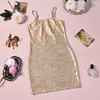 12215 Roupas femininas transfronteiriças europeias e americanas festa noite sexy garota quente vestido com relevo dourado vestido justo vestido de alça