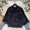 Cardigan-camisa laranja estilo coreano para mulheres, de manga longa, modelagem solta, top liso, estilo curto casual versátil outono 2026